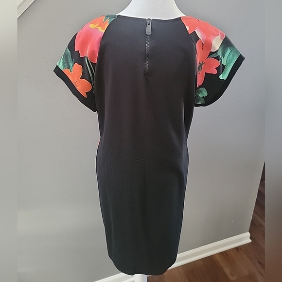 Desigual Dress Women Medium Black Multi-Color Floral Short-Sleeve Crew Neck Mini - Picture 4 of 5